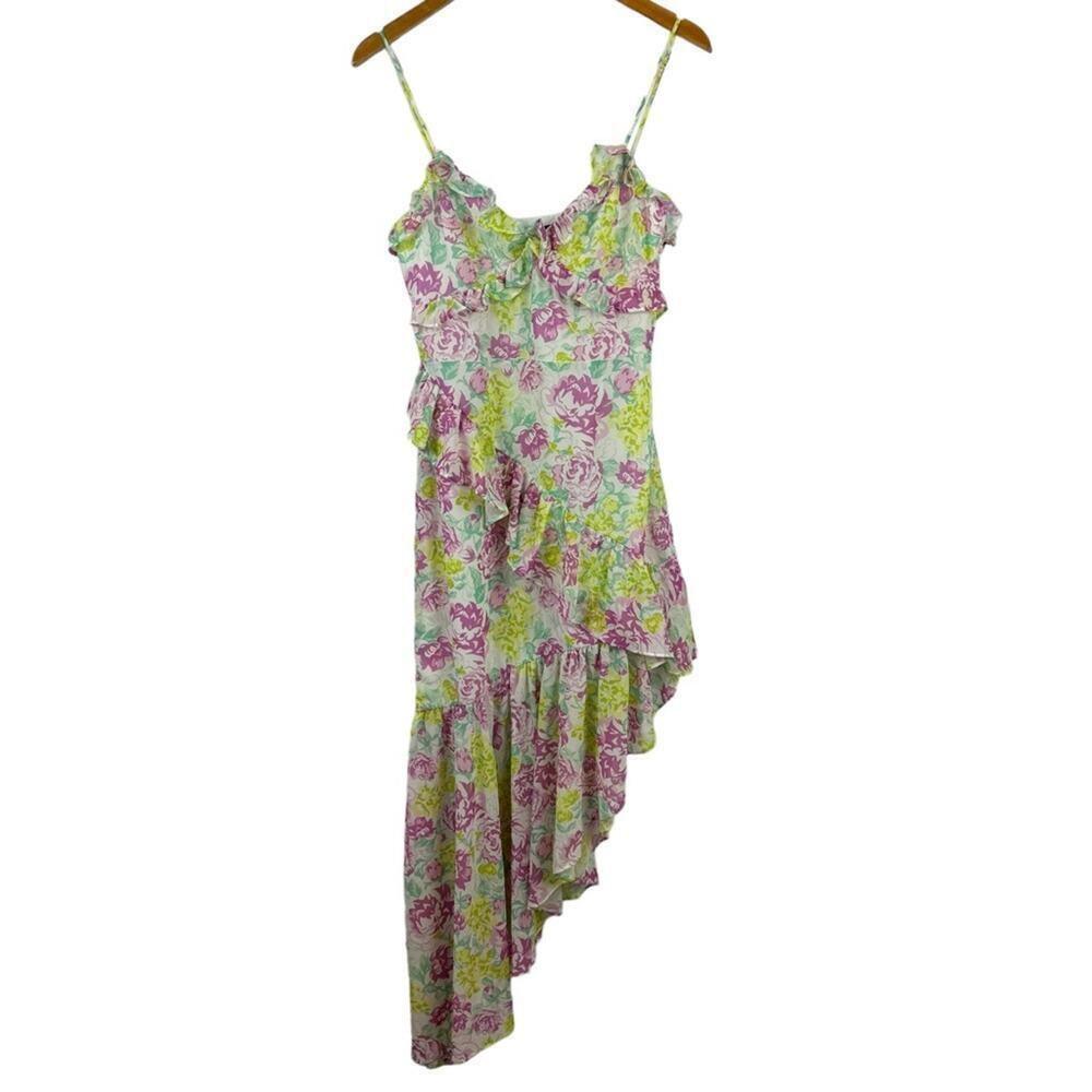New Majorelle Summer Gown Dress Pink Summer Fling Floral Asymmetrical Hem Medium - Picture 2 of 16